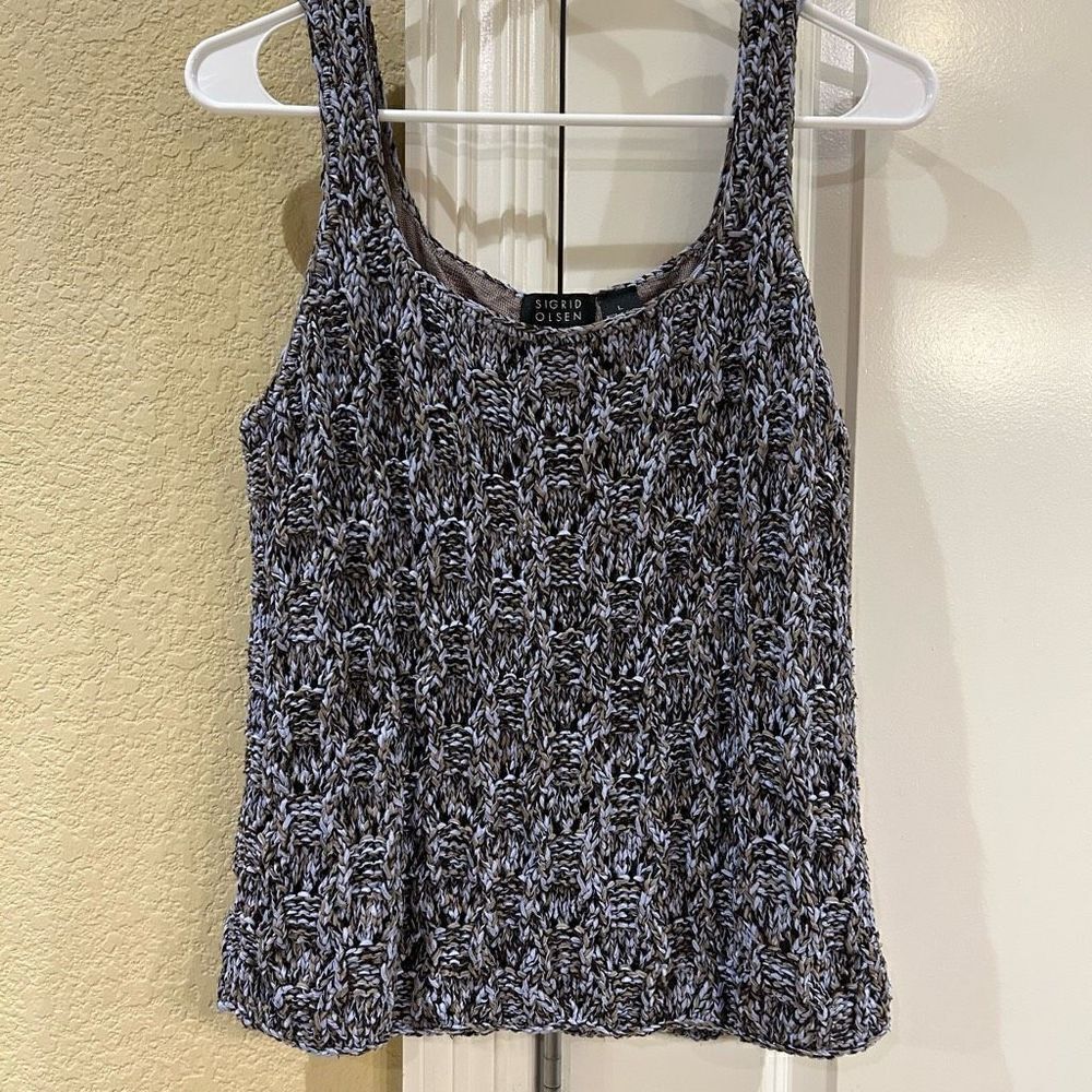 Sigrid Olsen knitted by‎ hand sweater tank multi colored in large